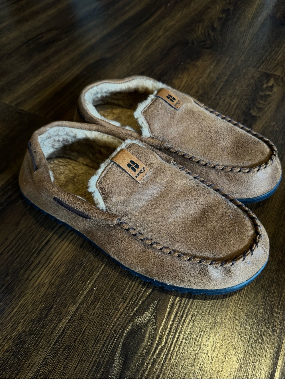 Men's Brown Suede Moccasin Slippers with Fur Lining